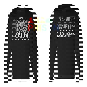 Person Woman Man Camera Tv Prison Hahaha V2 Men Women Long Sleeve T-Shirt T-shirt Graphic Print - Thegiftio