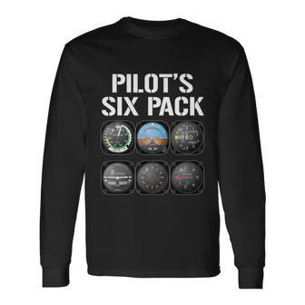 Pilots Six Pack Pilot Aviation Flying Long Sleeve T-Shirt - Monsterry