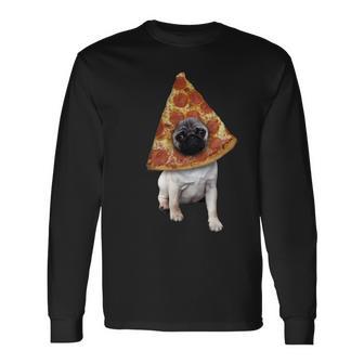 Pizza Pug Dog Tshirt Long Sleeve T-Shirt - Monsterry DE