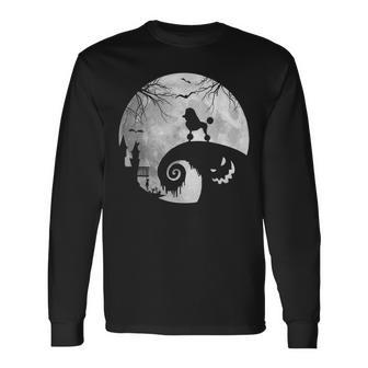 Poodle Dog And Moon Halloween Costume Dog Lover Men Women Long Sleeve T-Shirt T-shirt Graphic Print - Thegiftio UK