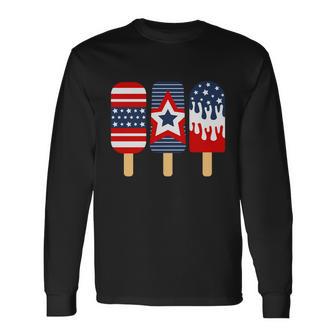 Popsicle Red White Blue American Graphic Plus Size Shirt For Men Women Long Sleeve T-Shirt - Monsterry