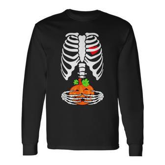 Pregnancy Announcement Pregnant Skeleton Halloween Pumpkin Men Women Long Sleeve T-Shirt T-shirt Graphic Print - Thegiftio UK