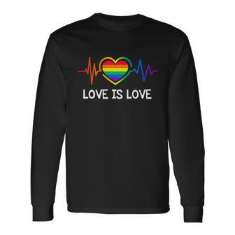Pride Month Lgbt Gay Pride Heartbeat Lesbian Gays Long Sleeve T-Shirt - Thegiftio UK