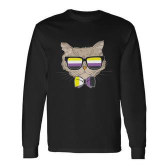 Pride Month Nonbinary Gay Pride Cat Lgbt Long Sleeve T-Shirt - Monsterry AU