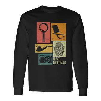 Private Detective Crime Investigator Silhouettes Long Sleeve T-Shirt - Monsterry AU