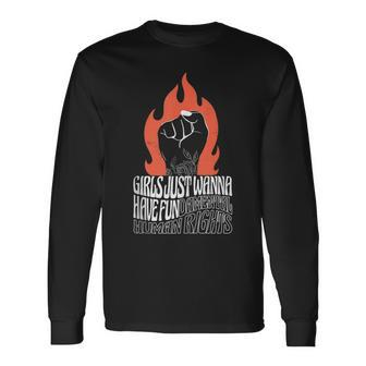 Pro Choice Feminist Girls Just Wanna Have Fundamental Rights Long Sleeve T-Shirt - Seseable