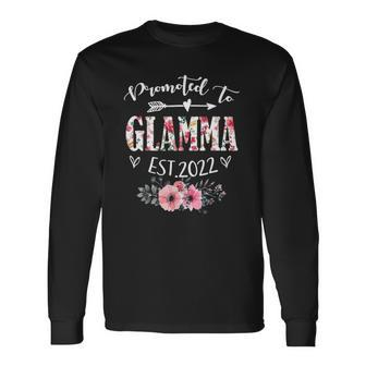 Promoted To Glamma Est 2022 First Time Glamma Mothers Floral Men Women Long Sleeve T-Shirt T-shirt Graphic Print - Thegiftio UK