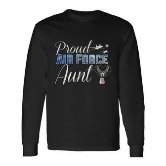 Proud Air Force Aunt Heart Us Air Force Military Long Sleeve T-Shirt - Monsterry DE