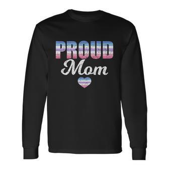 Proud Mom Bi Gender Flag Heart Lgbt Bigender Long Sleeve T-Shirt - Monsterry DE