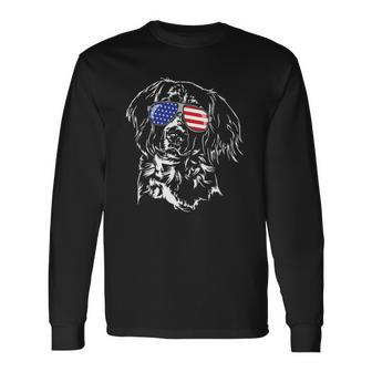 Proud Small Munsterlander Pointer American Flag Dog Long Sleeve T-Shirt T-Shirt | Mazezy
