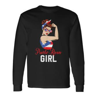 Puerto Rican Girl Rosie The Riveter Labor Day Usa Flag Men Women Long Sleeve T-Shirt T-shirt Graphic Print - Thegiftio UK
