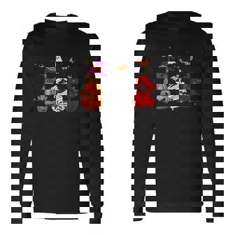 Pug Dog Skeleton Witch Dracula Mummy With Pumpkin Long Sleeve T-Shirt - Monsterry