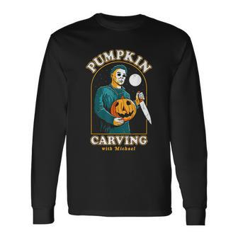 Pumpkin Carving With Michael V2 Long Sleeve T-Shirt - Thegiftio UK