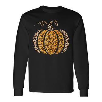 Pumpkin Leopard Print Halloween Costume Autumn Pumpkin Long Sleeve T-Shirt - Seseable