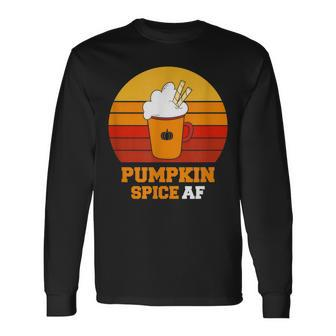 Pumpkin Spice Af Retro Vintage Background Happy Halloween Men Women Long Sleeve T-Shirt T-shirt Graphic Print - Thegiftio UK