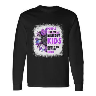 Purple Up Military Child Leopard Sunflower Bleached Long Sleeve T-Shirt - Monsterry UK