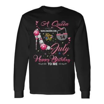 A Queen Was Born On 14Th July Birthday For Queens Girls Long Sleeve T-Shirt - Seseable