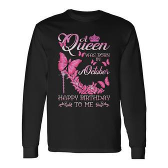 A Queen Was Born In October Flower August Birthday For Women Men Women Long Sleeve T-Shirt T-shirt Graphic Print - Thegiftio UK