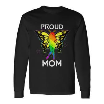 Rainbow Butterfly Proud Lesbian Mom Lgbt Cool Long Sleeve T-Shirt - Monsterry CA