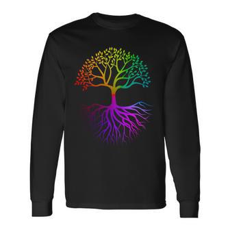 Rainbow Colorful Tree Of Life Tshirt Long Sleeve T-Shirt - Monsterry UK