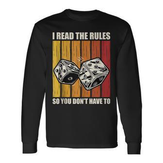 I Read The Rules Board Game Night Board Game Night Long Sleeve T-Shirt - Thegiftio UK