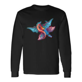 Red And Blue Flying Dragons Long Sleeve T-Shirt - Monsterry DE