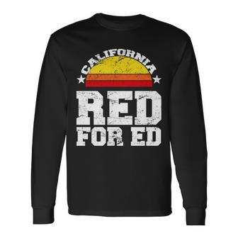 Red For Ed California Sunset Disstressed Long Sleeve T-Shirt - Monsterry