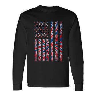 Red White Blue Tie Dye American Flag Vintage 4Th Of July Long Sleeve T-Shirt - Monsterry DE