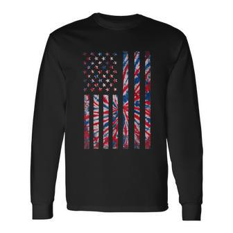 Red White Blue Tie Dye American Flag Vintage 4Th Of July V2 Long Sleeve T-Shirt - Monsterry UK
