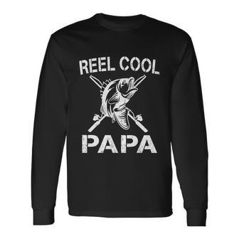 Reel Cool Papa Fishing Dad Fathers Day Fisherman Fish Long Sleeve T-Shirt - Thegiftio UK