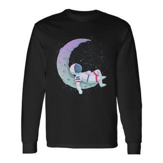 Relaxing Astronaut On The Moon Long Sleeve T-Shirt - Monsterry CA