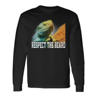 Respect The Beard Bearded Dragon Long Sleeve T-Shirt - Monsterry UK