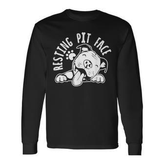 Resting Pit Face Pitbull Lovers 4 Long Sleeve T-Shirt - Thegiftio UK