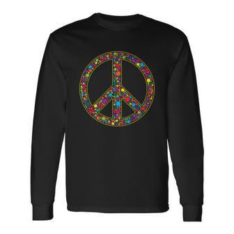 Retro 70S Polka Dot Peace Sign Tshirt Long Sleeve T-Shirt - Monsterry DE