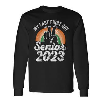 Retro Class Of 2023 Senior My Last First Day Senior 2023 Long Sleeve T-Shirt - Thegiftio UK