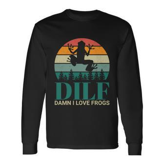 Retro Dilf Damn I Love Frogs Long Sleeve T-Shirt - Monsterry