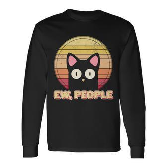 Retro Ew People Cat Long Sleeve T-Shirt - Monsterry