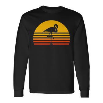 Retro Flamingo Vintage Sunset Flamingo Long Sleeve T-Shirt - Thegiftio UK