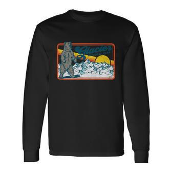 Retro Glacier National Park 80S Bear Graphic 80S Meaningful Long Sleeve T-Shirt - Monsterry DE