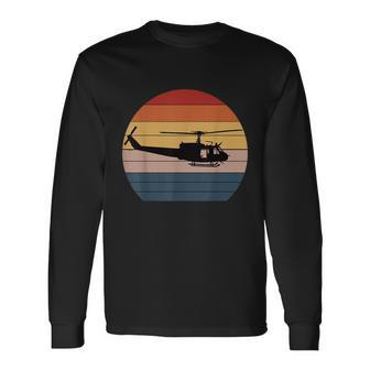 Retro Huey Veteran Helicopter Vintage Air Force V2 Long Sleeve T-Shirt - Monsterry