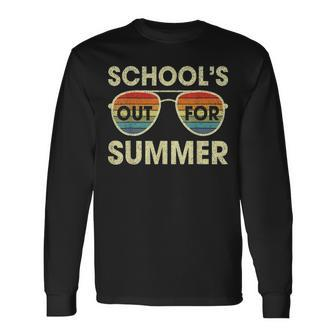 Retro Last Day Of School Schools Out For Summer Teacher V3 Long Sleeve T-Shirt - Thegiftio UK