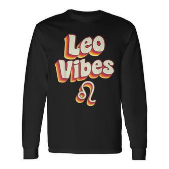 Retro Leo Zodiac Sign Astrology July August Birthday Leo Long Sleeve T-Shirt - Seseable