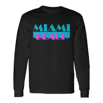 Retro Miami Beach Logo Tshirt Long Sleeve T-Shirt - Monsterry UK