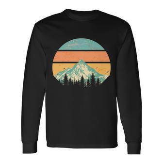Retro Mountain Wilderness Vintage Tshirt Long Sleeve T-Shirt - Monsterry