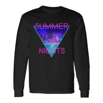 Retro Neon City Summer Nights Long Sleeve T-Shirt - Monsterry