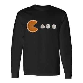 Retro Pumpkin Pie Thanksgiving Game Tshirt Long Sleeve T-Shirt - Monsterry DE