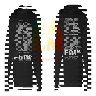 Retro Summer Palm Florida Surfing Time Long Sleeve T-Shirt - Thegiftio