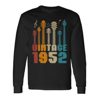 Retro Vintage 1952 Birthday Party Guitarist Guitar Lovers Long Sleeve T-Shirt - Seseable