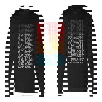 Retro Vintage Basketball Typography Basketball Player Silhouette Basketball Fan Long Sleeve T-Shirt - Monsterry