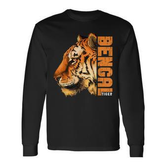 Retro Vintage Bengal Tiger Face Wild Tiger Face Men Women Long Sleeve T-Shirt T-shirt Graphic Print - Thegiftio UK